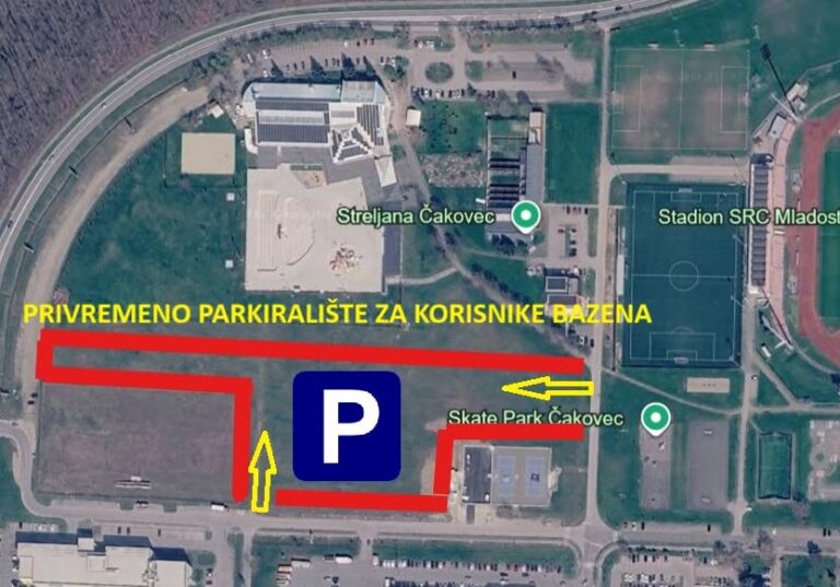 Važna obavijest – parkiralište bazeni Čakovec!!!
